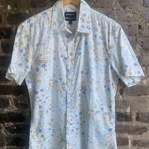 Bonobos Men's Light Blue and Tan Floral Shirt